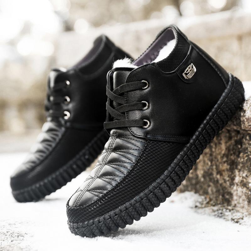 Men's thickened warm cotton shoes cold sticky line velvet snow boots winter high-top medium comfortable walking shoes