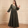 Elegant Middle East Muslim Long Sleeve Robe with Embroidery & Hot Stamping