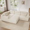 Sofá modular combinable, forma de L/forma de U; construcción completa de espuma sin marco, no requiere montaje; funda de chenilla; para sala de estar y dormitorio; Beige.