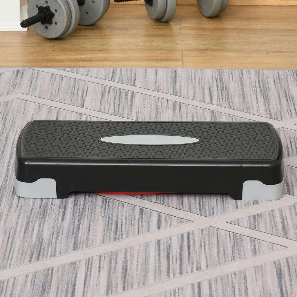 Aerobic Fitness Step with Adjustable Height (10-15cm) in PP, 68x29cm, Black and Red