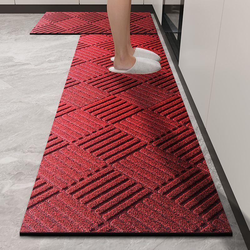 Thin Rubber Door Mats for Indoor Outdoor Anti Slip Entrance Doormat Embossed Waterproof Kitchen Carpet Rugs Hallway Floor Mats