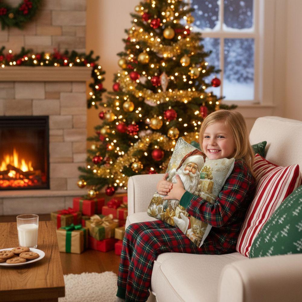 1PC Santa Claus Elk Christmas Pillow Cover Flax Xmas Tree Pillowcase Cushion Slipcover  Sofa Decor