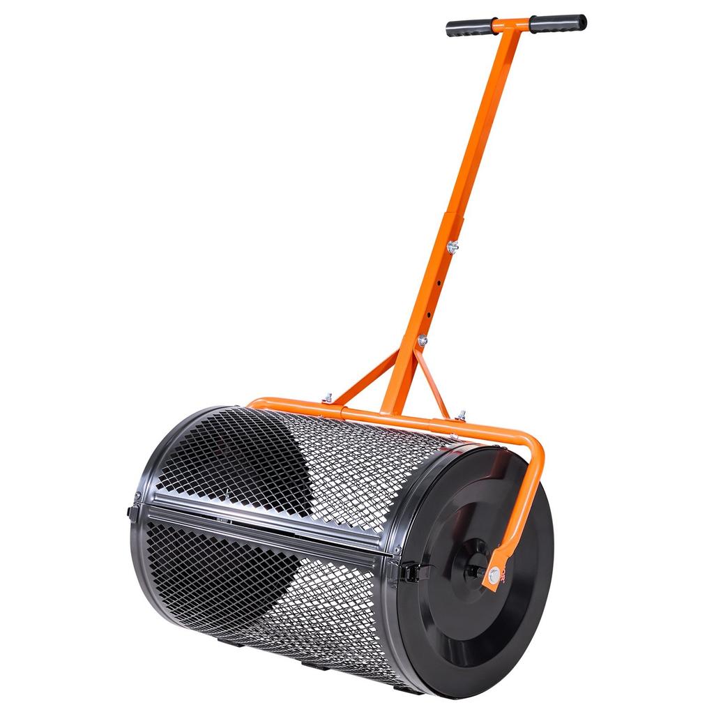 Spargicontenuto, Spargitofano da 61 cm con Manico a T, Altezza Regolabile su 3 Livelli, Rullo Spargitofano da Giardino in Acciaio Verniciato a Polvere, Robusto