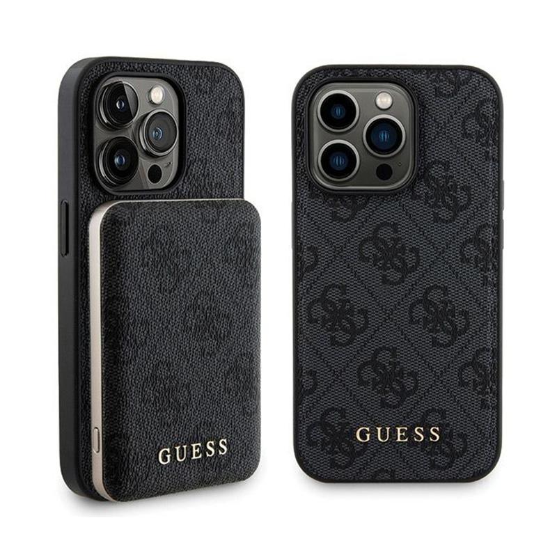 Guess Bundle Pack Magsafe 4G Metal Gold Logo - Zestaw Etui + Power Bank 5000Mah Magsafe Iphone 14 Pro Max (Czarny)