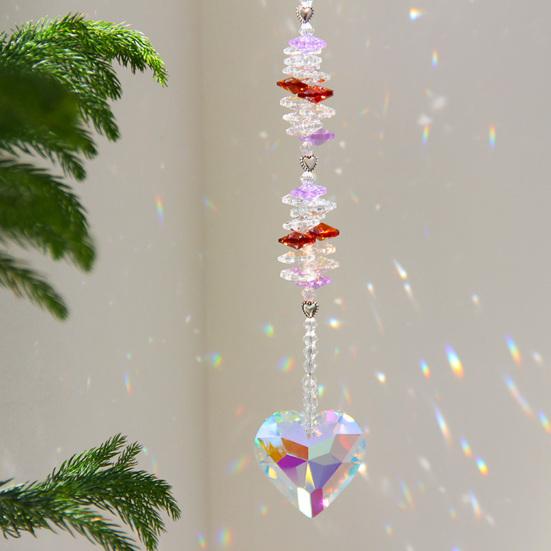Love Heart Faux Crystal Suncatcher Decoration Indoor Outdoor Faux Crystal Heart Prism Window Hanging Ornament Rainbow Maker Pendant