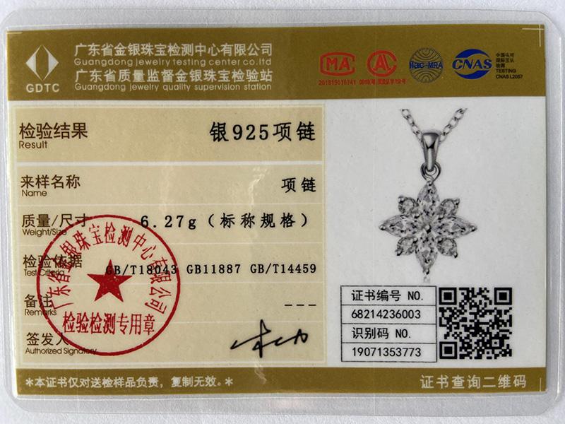 925 Sterling Silver AAA Zircon Flower Pendant Necklace Jewelry