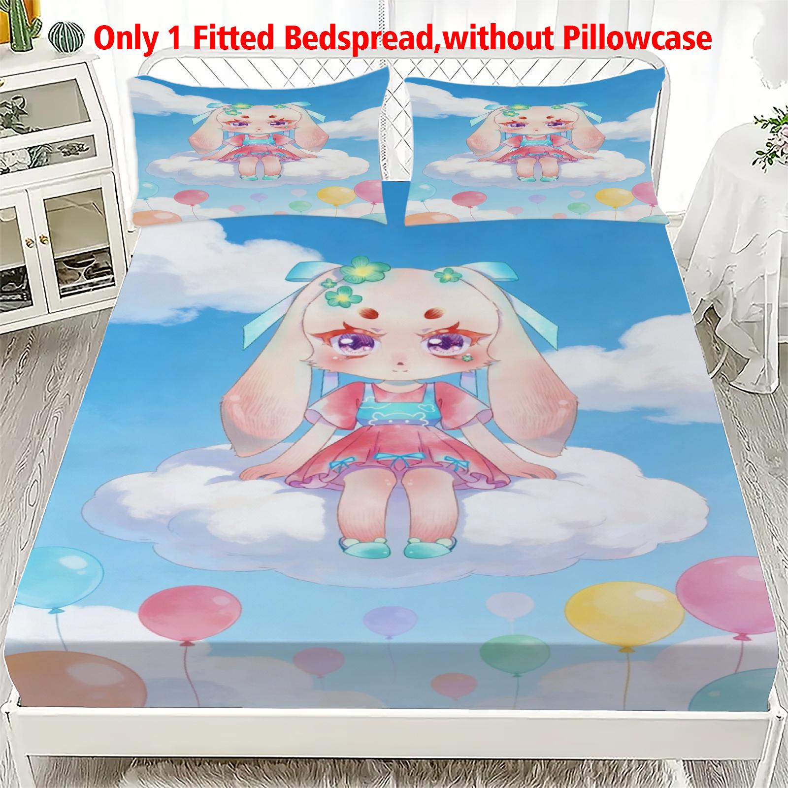 

3pcs Fitted Sheet Set Soft Fluff Town Lulu-Sleepy Bunny Breathable Fitted Sheet Set for Home Decor with 2 Pillowcases For Kids 90x200x25cm