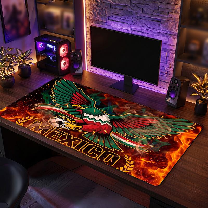 Mexico footbal Crest Mouse Pad, Extended Non Slip Rubber Desk Mat for Gaming Office Laptop Fan Gift