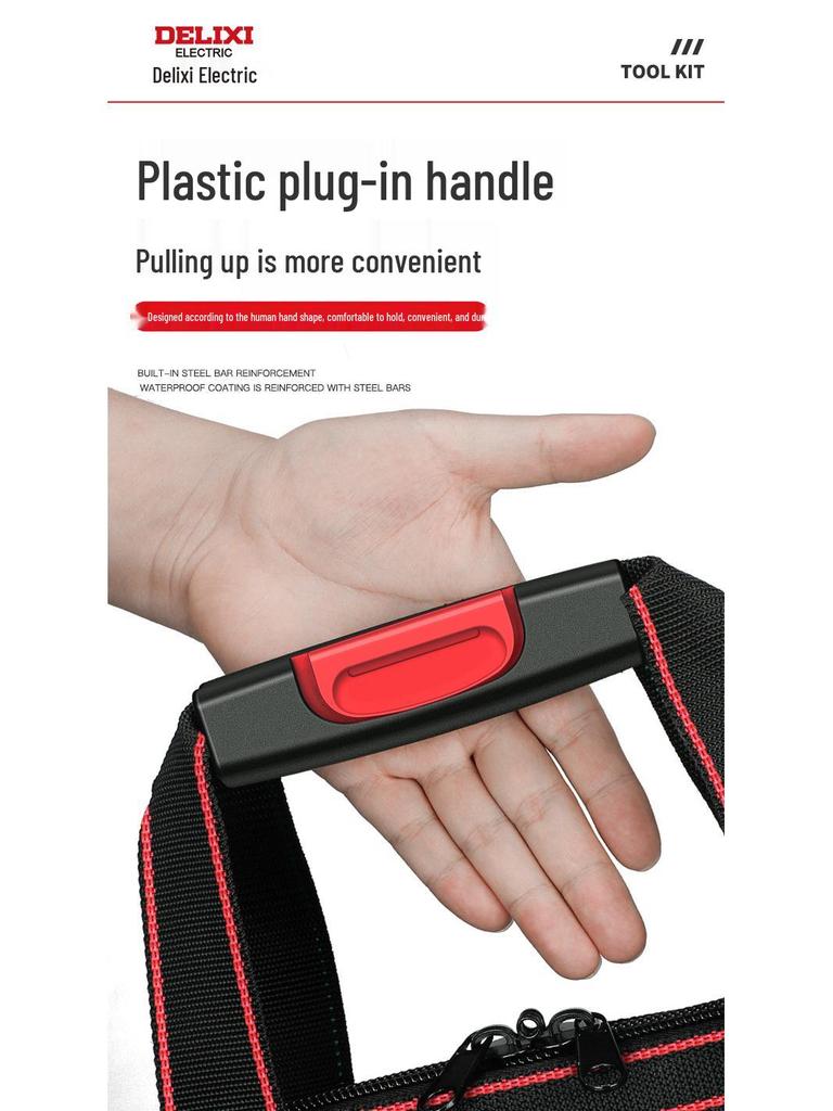 Delixi Electric Multi-Functional Waterproof Tool Bag, Wear-Resistant Oxford Cloth Large Canvas, Electrician Special.
