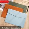 A4 Leather Business Document Bag - Waterproof Handheld Office File Organizer