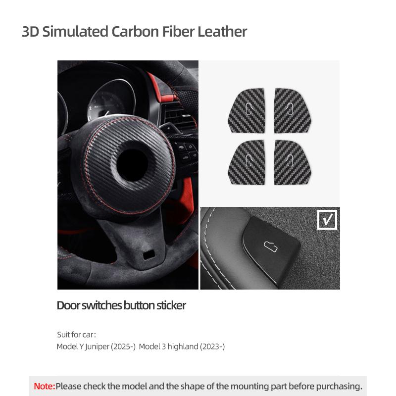 

For Tesla 2019- Model 3 Highland Model Y Juniper Made of Alcantara Car Interior Door Lock Switch Button Trim Sticker Accessories