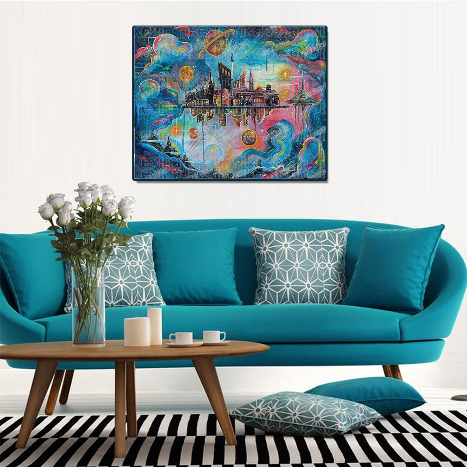 

Полный дрель, круговой Алмазный город воздушного изображения, стразы, 5D Алмазная картина, вышивка крестиком 20*30 cm