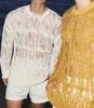 Men's Wabi-Sabi Hollow Knit Tassel Cardigan - Sexy See-through, Loose Long Sleeve Mesh Hoodie