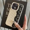 Black Polka Dot with Right Lace Pattern Lychee Texture TPU Phone Case, Full Package Fashion Cover for iPhone 17 Pro Max 16 15 14 13 12 11, 1pc