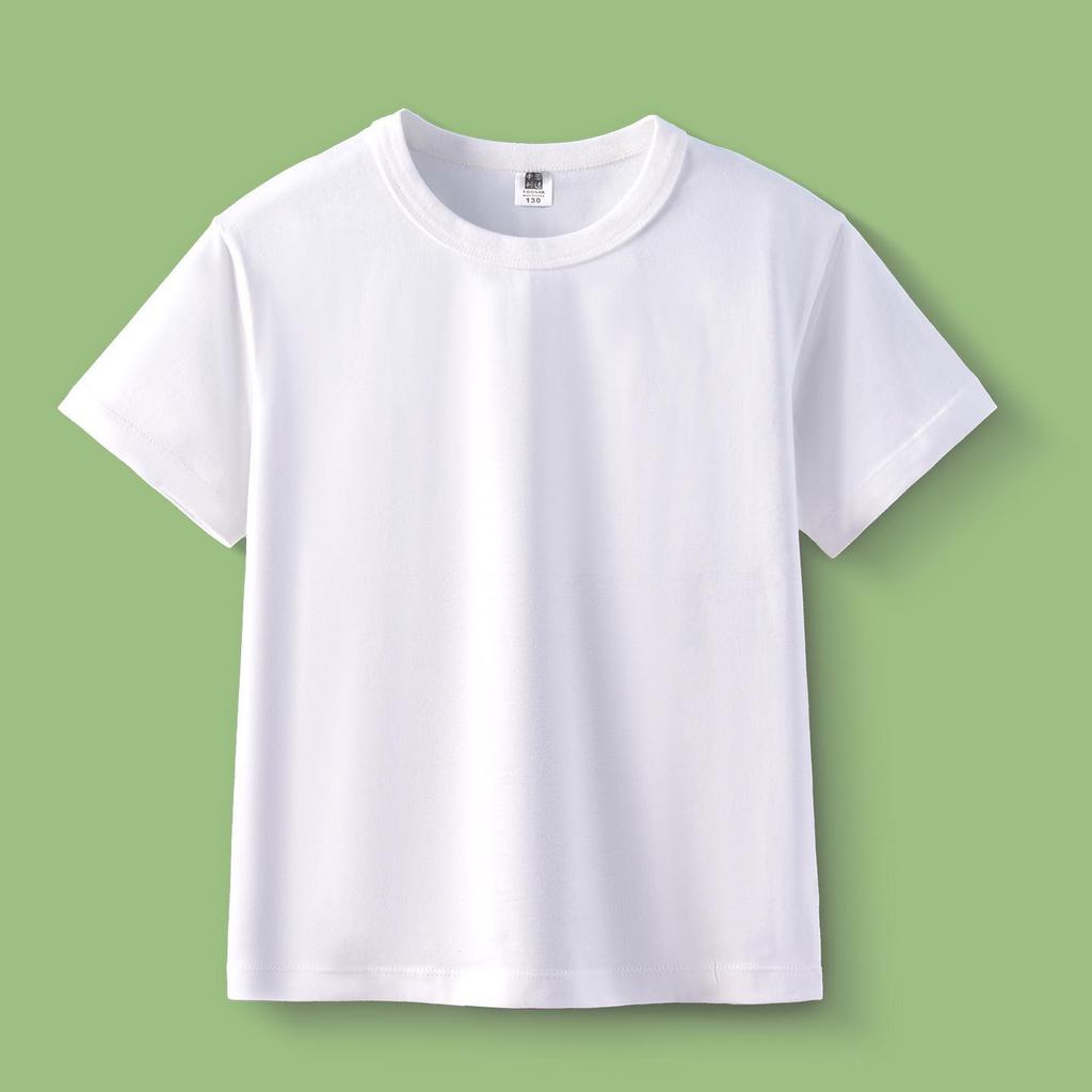 Kids' Pure Cotton Tie-Dye Short-Sleeve Parent-Child T-Shirt with Logo - White Round Neck for Kindergarten Uniform