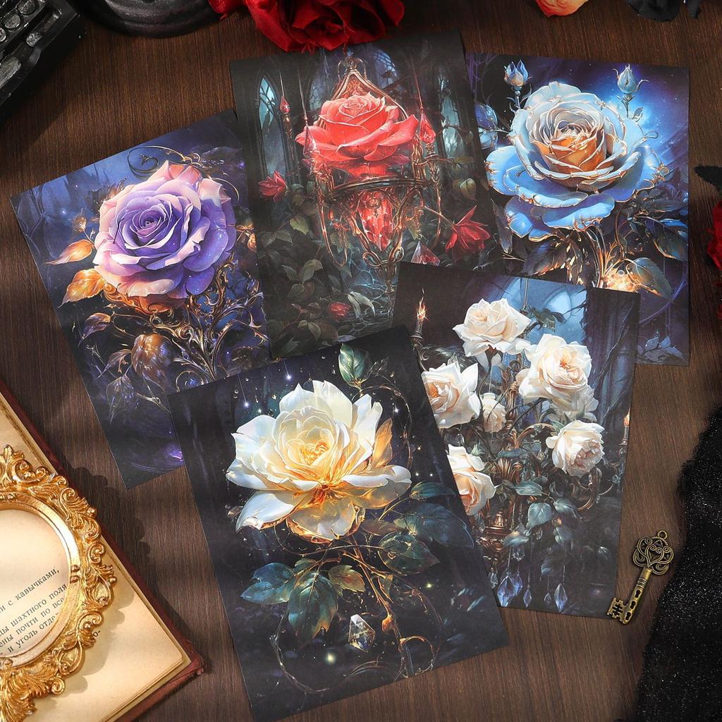 20pcs/lot Memo Pads Material Paper Thorn bushes and flower clusters Junk Journal Scrapbooking  Retro Background Decoration Paper