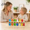 Kids Memory Challenge Toy Bottle Color Matching Board Game, with 14 Colorful Bottles & Wooden Recognition Game Storage Rack, 2-4 Players Family Night