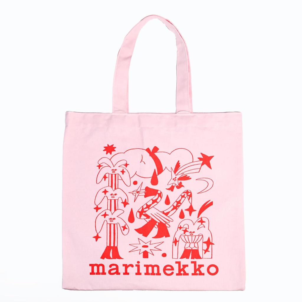 Marimekko Aureate Glow Vankka Tote Bag, Women's Fabric Bag, Red and Pink, 94058 094058 330, Scandinavian Design [Parallel Import]