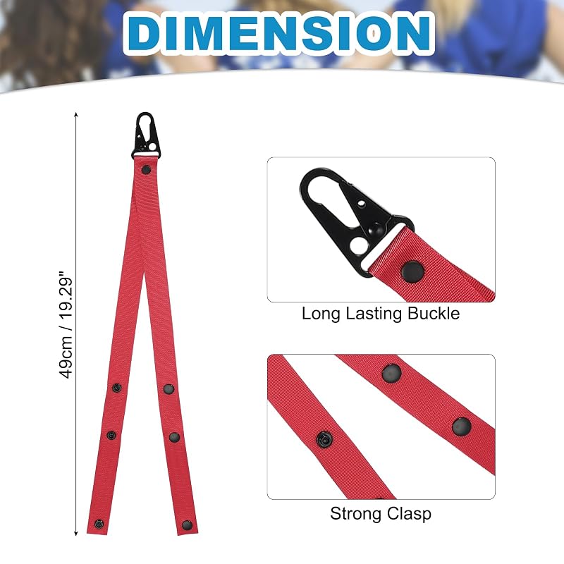 PATIKIL Backpack Cheer Pom Pom Holder, Adjustable Cheer Bow Holder, Pom Pom Strap Lanyard Storage, Cheerleading Accessory for Teen Sports, Red
