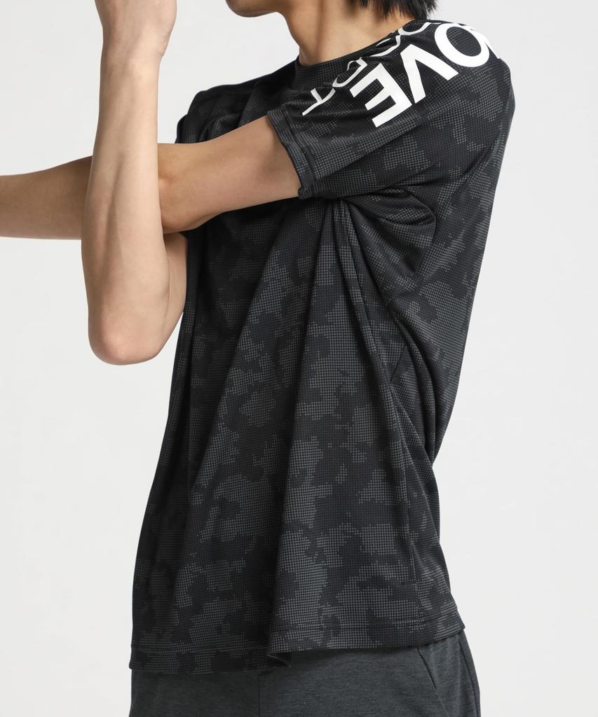 Move Sports Descente Short Sleeve UV Training Size M Men's T-Shirt, Protection, Sweat-Wicking, Quick-Drying, Stretch, Shirt, DX-C2854AZ, Black,