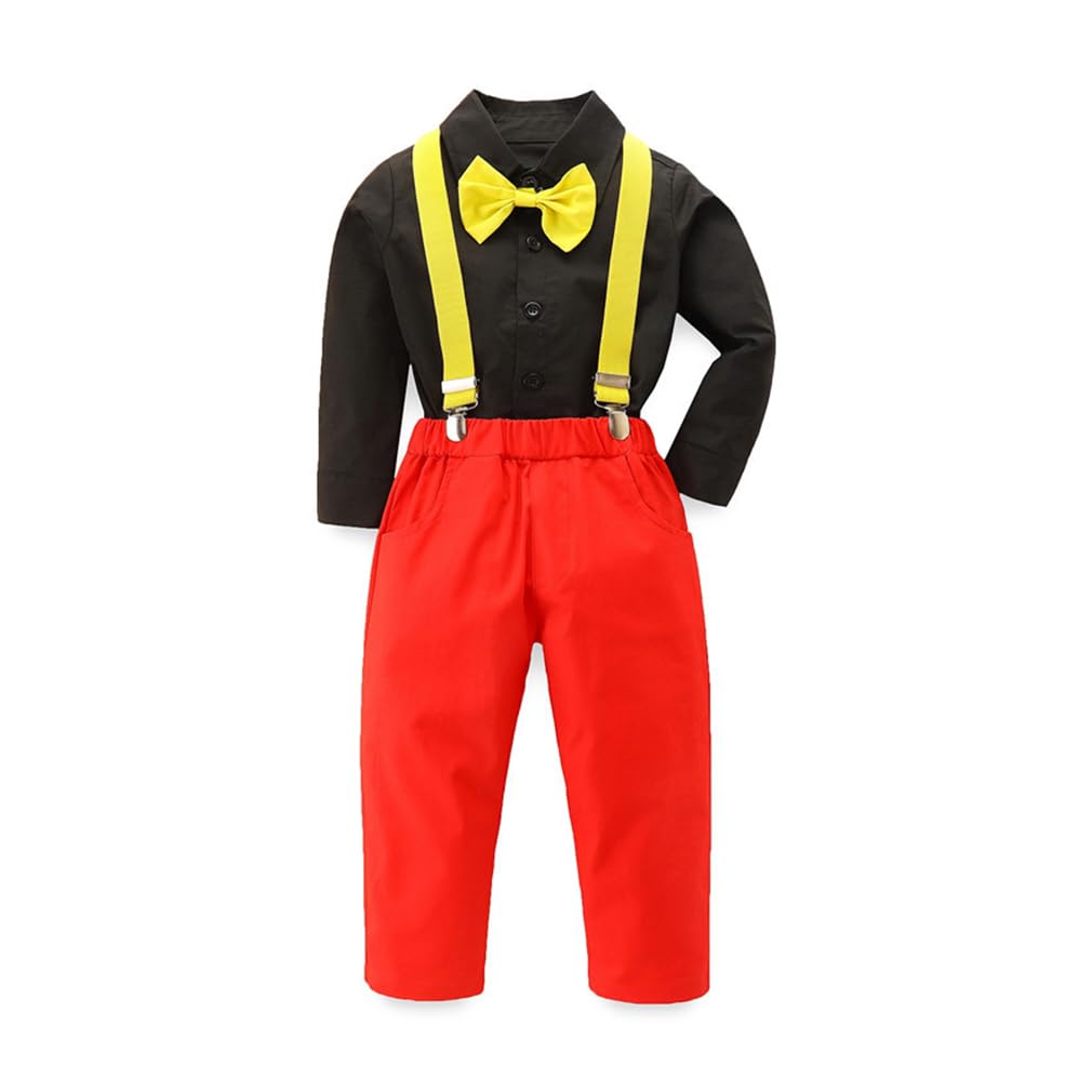 

YCharu Halloween Cosplay Costume for Boys, Kids Short Sleeve and Long Sleeve Suit with Suspenders, Perfect for Outings, Photos, and Parties (120cm,