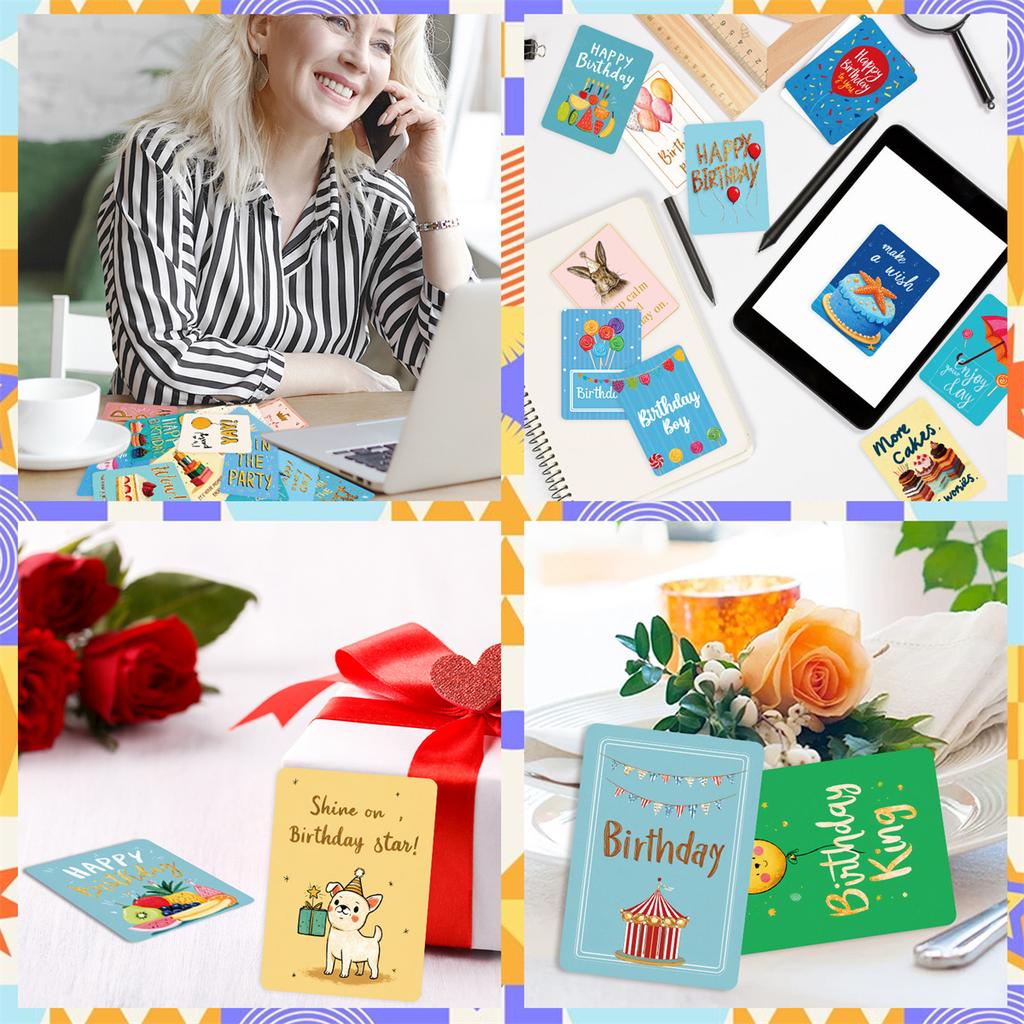 50 Pcs Creative Birthday Decorative Cards - Party Atmosphere Decoration, Blessing Greeting Cards, Scrapbook Sticker Set