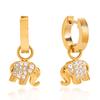 Yori Stainless Steel Elephant Animal Pendant Trendy Earrings for Women Trendy Metal Texture 18 K Earrings Golden Accessories