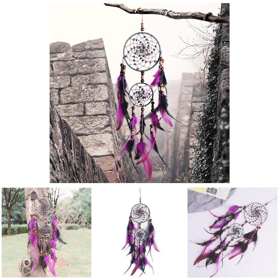Spectacular Purple And Black Handmade Bohemian Dreamcatcher For Unique Home Decor