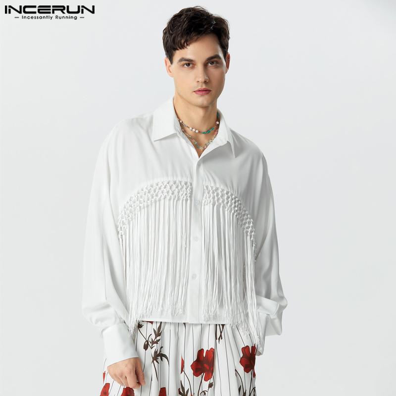 

INCERUN Мужские свободные рубашки с длинными рукавами и кисточками на пуговицах Топы