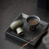 Luxury Ceramic Teacup Old Rock Mud Bronze Glaze Silver Gilding Unique Chinese Tea Cup High Foot Design Home Decor Tea Set