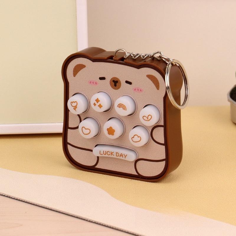 1PC handheld palm cartoon bread whack-a-mole game console electronic luminous toy small pendant keychain