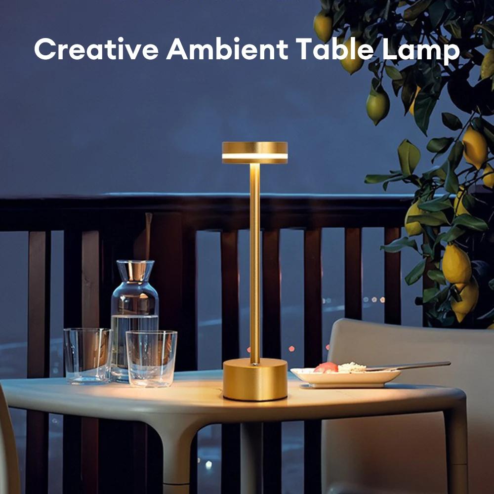 Retro LED Rechargeable Touch Table Lamp Stepless Dimming Reading Lamp Table Lamp Bedside Lamp Hotel Bar Decoration Night Light