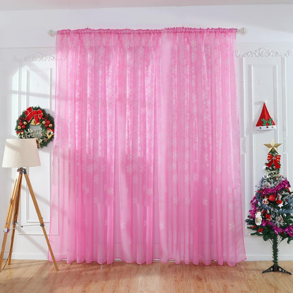 Translucent Tulle Curtain Gauze Transparent Curtain Soft Snowflake Sheer Curtains Living Room