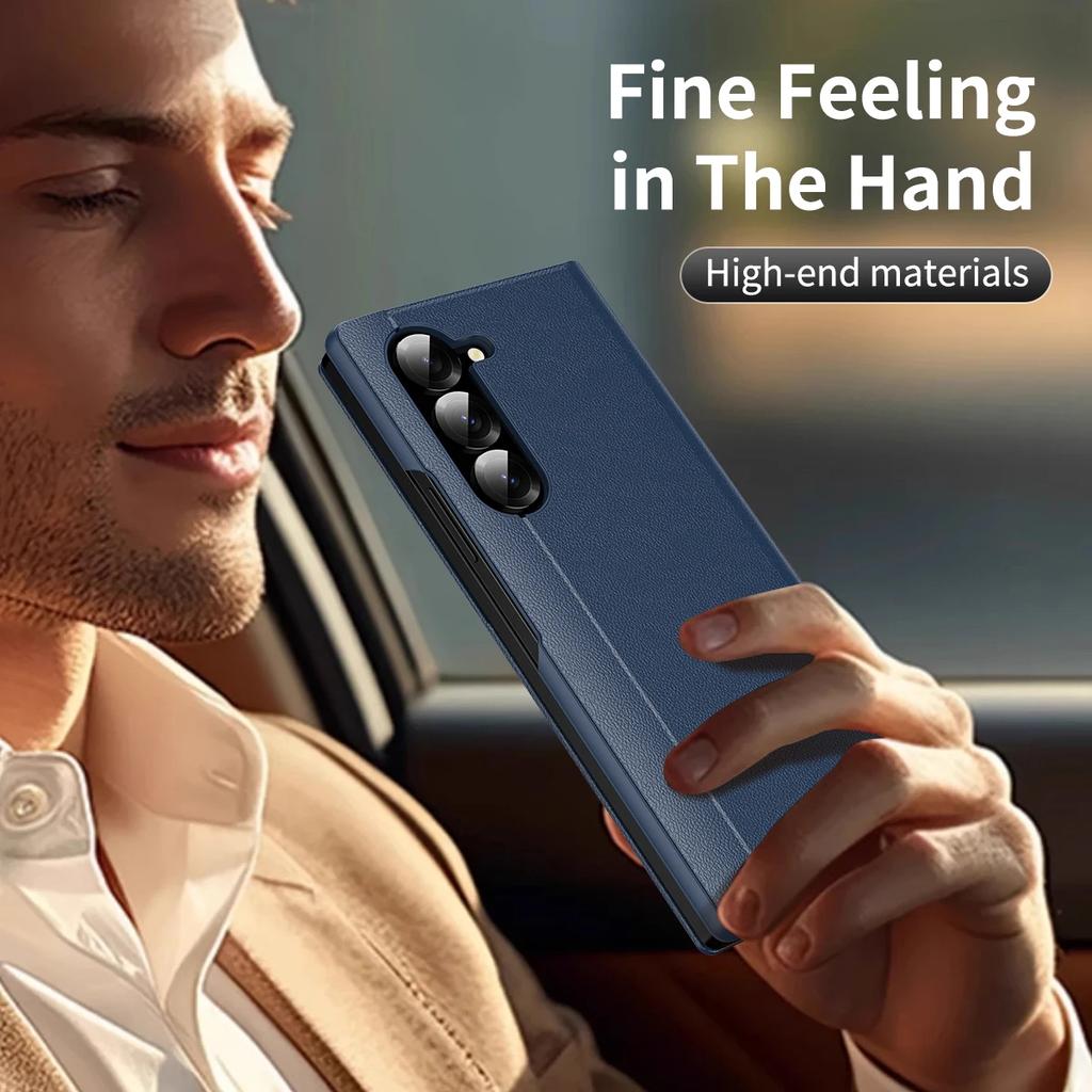 High-end Original View Smart Window Wallet Leather Case For Samsung Galaxy Z Fold 7 6 5 4 3 Skin Feel Shockproof Protect Cover