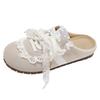 Lace Retro Versatile Soft-soled Bag Head Thick-soled Slippers Women's Summer Outer Wear 2025 New Inner Height Increase Half-drag Single Shoes