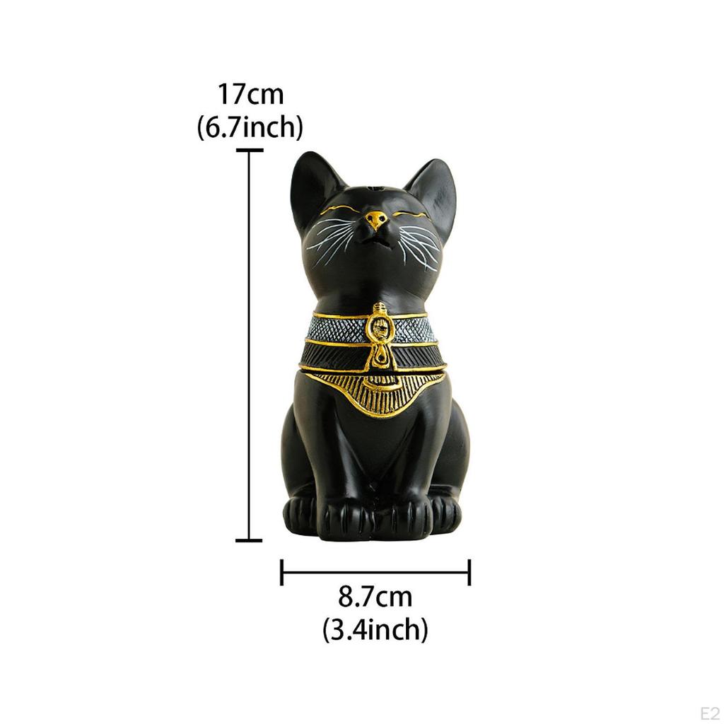 Cat Incense Burner Resin Holder for Farmhouse Meditation Living Room Black