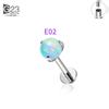 ASTM F136 Titanium PIERC Sphericity Ear Lip Studs with Semi Precious Stone Top Labret Nose Stud Earrings Body Piercing Jewelry