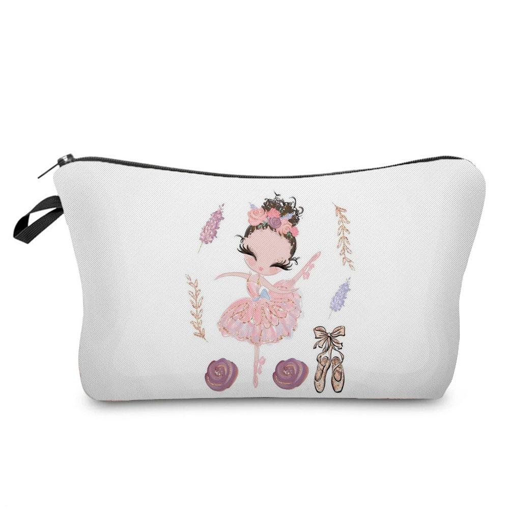 Ballet Art Girl Fashion Printed Cosmetic Bags Toiletries Organizer  School Daily Pencil CasesOutdoor Practical Makeup Bag Female