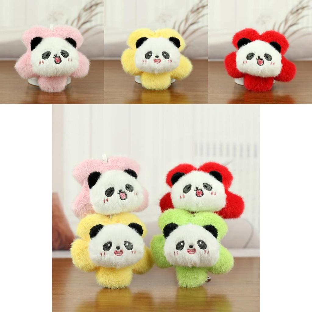 Adorable Colorful Panda Plush Keychain Accessory With Cute Flower Design For Bags
