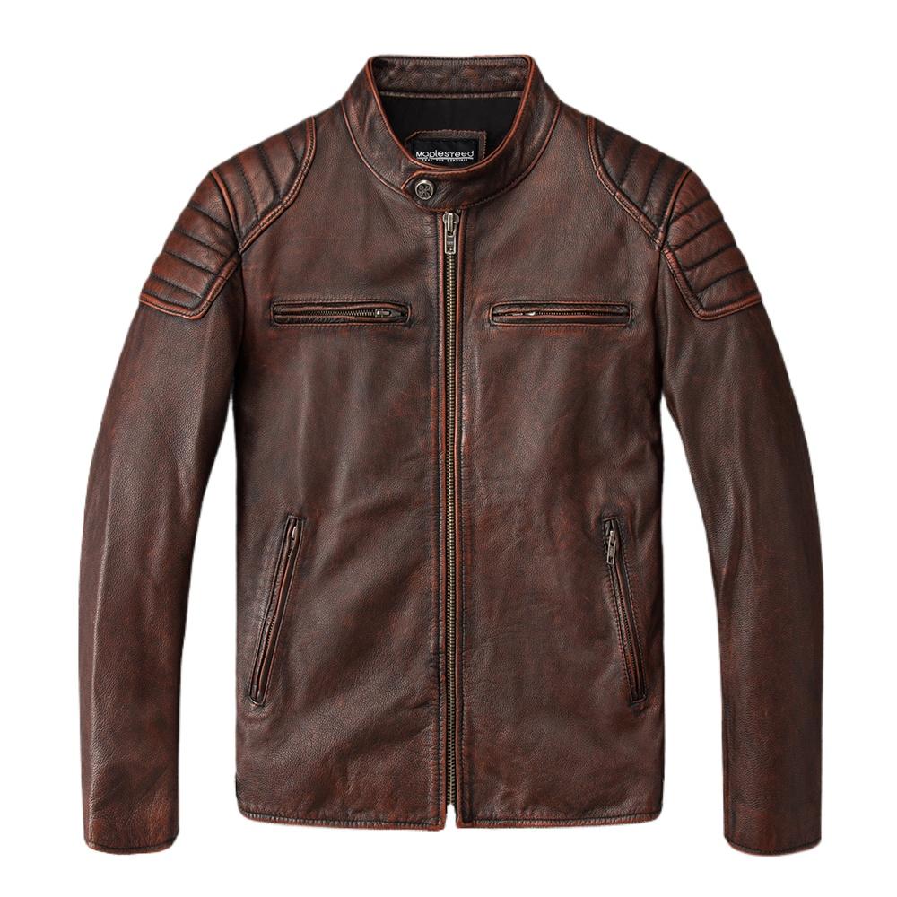 Men Leather Jacket Slim Fit Short Genuine Cow Jackets Men's Cowhide Coat Biker Style Sheepskin Clothes Spring Autumn