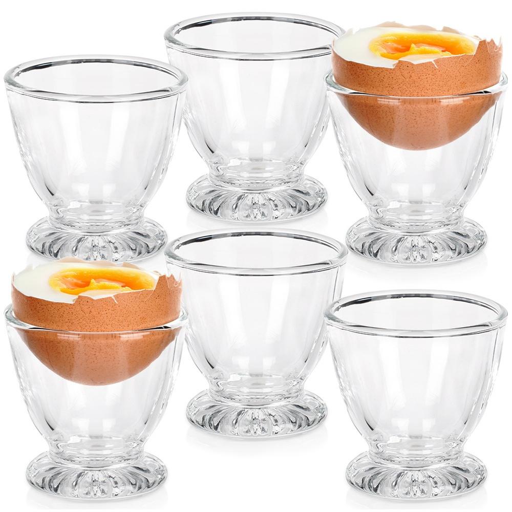 6x Glass Egg Cup Stand for Eggs Serving
