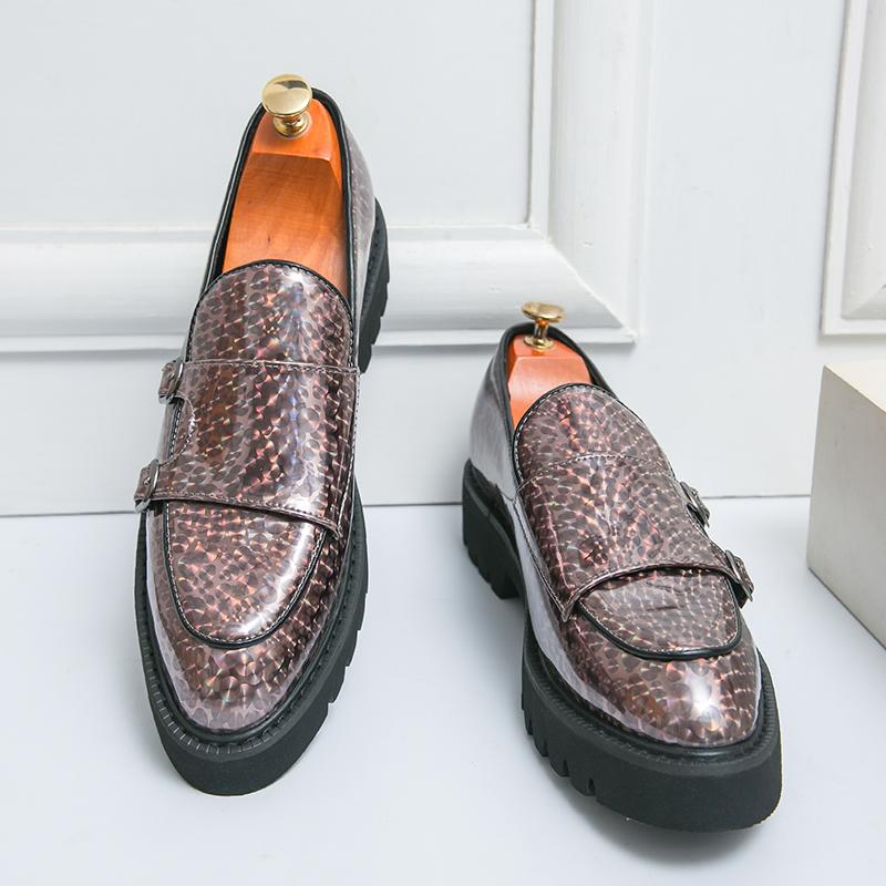 Fashion Fashionable Gold Thick Soled Double Button Loafers Casual Leather Slip on Breathable Soft Bottom Walking Shoes Designer Driving