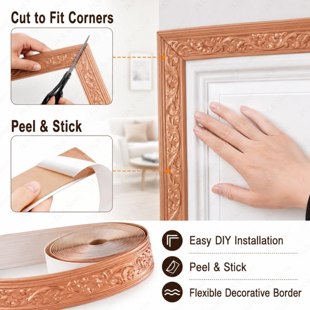 3D Wall Skirting Border Trim Self Adhesive Waterproof Baseboard Wallpaper Sticker for Home Room Decoration Living Room Decor