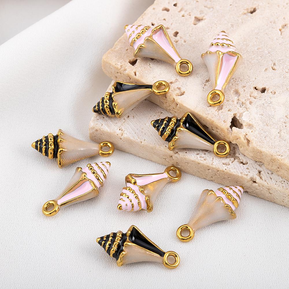 1piece Stainless Steel Pointed Conch Enamel Pendants DIY Summer Style Necklace Jewelry Accessories Clothing Decoration Supplies