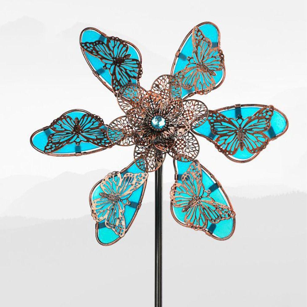 Rotating Windmill Spinner Sculpture Luminous Effect Wind Rotator Gardening Plug  Courtyard
