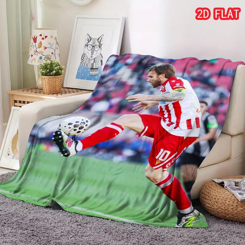 Red Star Belgrade Aleksandar Katai No.10 Stadium Photo Flannel Blanket Soft Warm Washable Serbian Football Fan Throw Blanket Bedroom Sofa Decor 80cm x 120cm