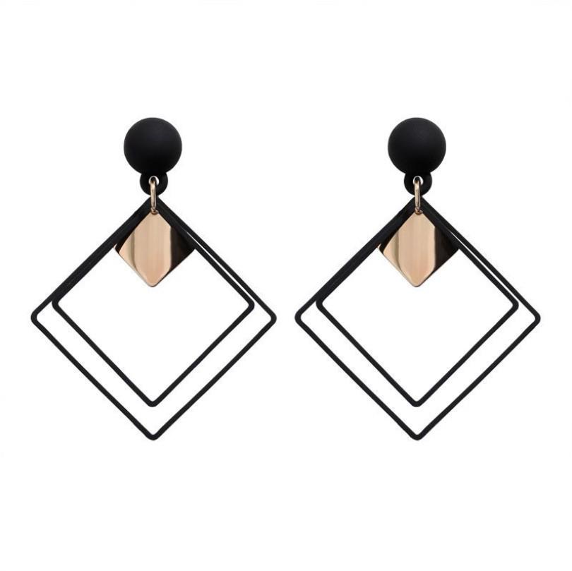 Trendy Rhombus Alloy Earrings: Stylish, Creative Accessories for Fashionable Individuals