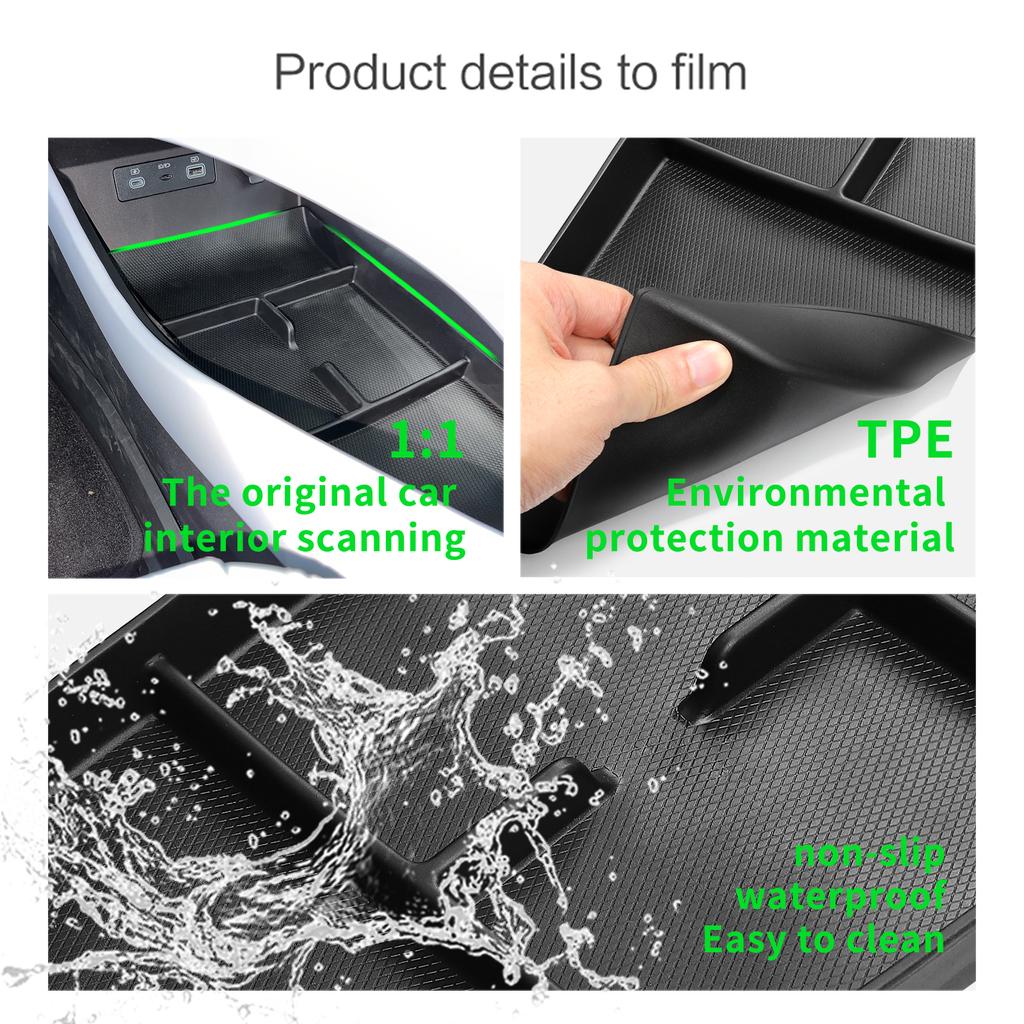 For BYD Seal EV Central Armrest Lower Layer Storage Box TPE Car Center Console Tray Organizer Accessories