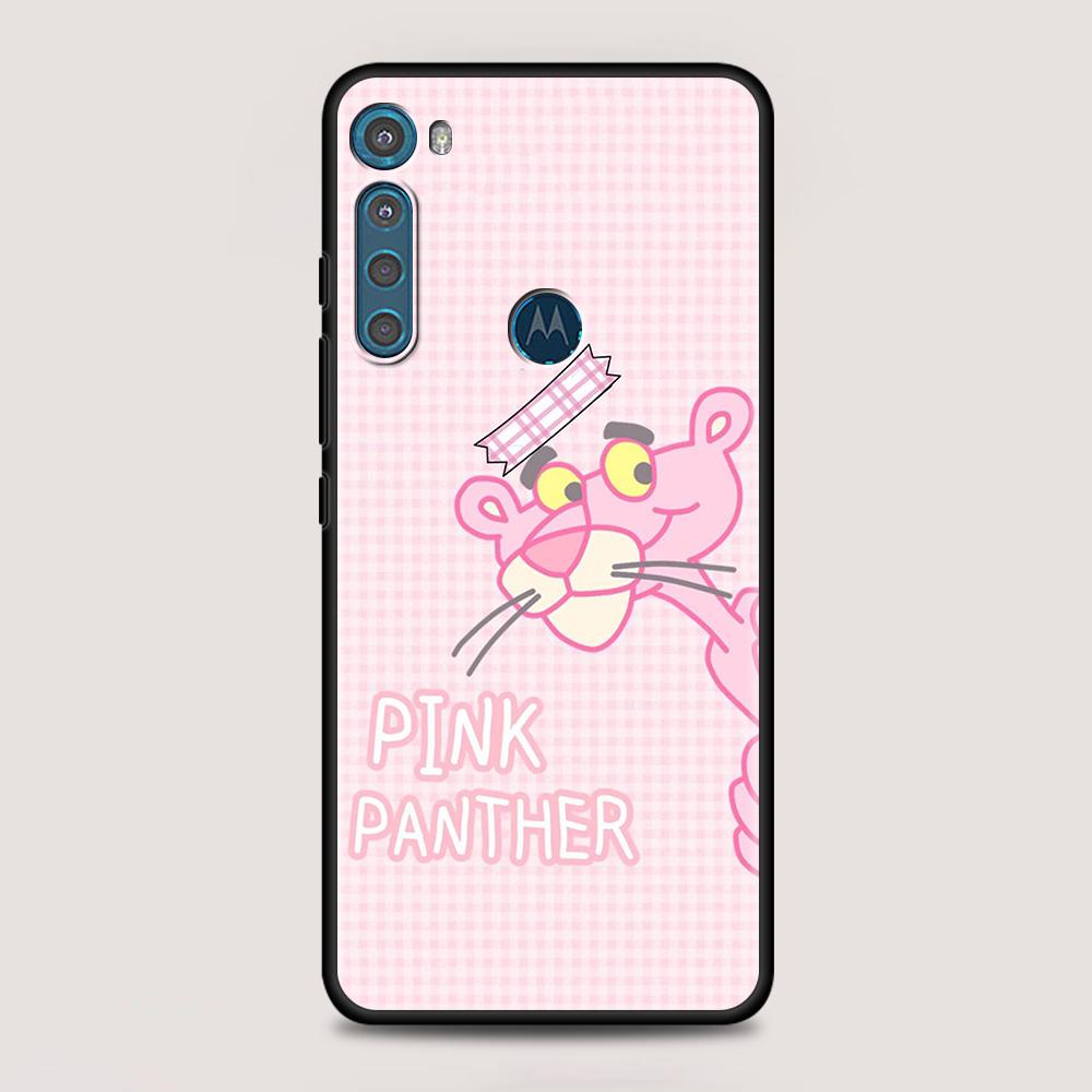 Dla MOTOROLA One Fusion etui na Moto G10 G9 G8 Plus zagraj w moc jeden G20 G30 G40 G50 G60 Edge 20 obudowa na telefon kreskówka różowa pantera