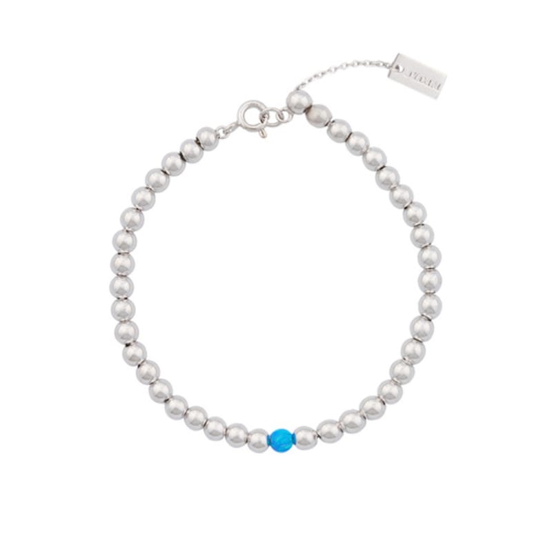 JYDDM 925 Silver Slide Ball Gemstone Bracelet (Blue Opal)